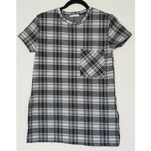 Zara Trafaluc Women's Black & White Plaid‎ Casual Pocket T-Shirt. Size S